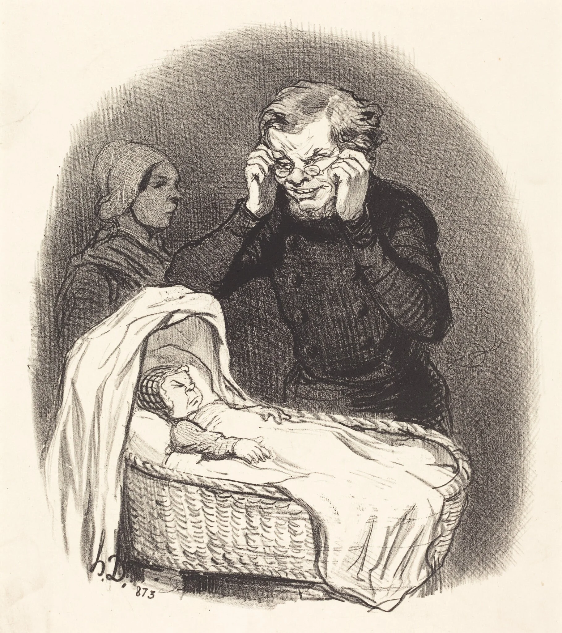 Un Père heureux, by Honoré Daumier, ink, 1846