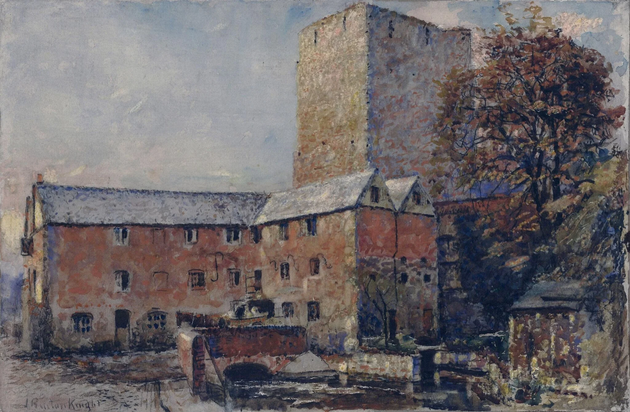 Norman Tower, Old Mill, Oxford, by John William Buxton Knight, watercolor, 1850