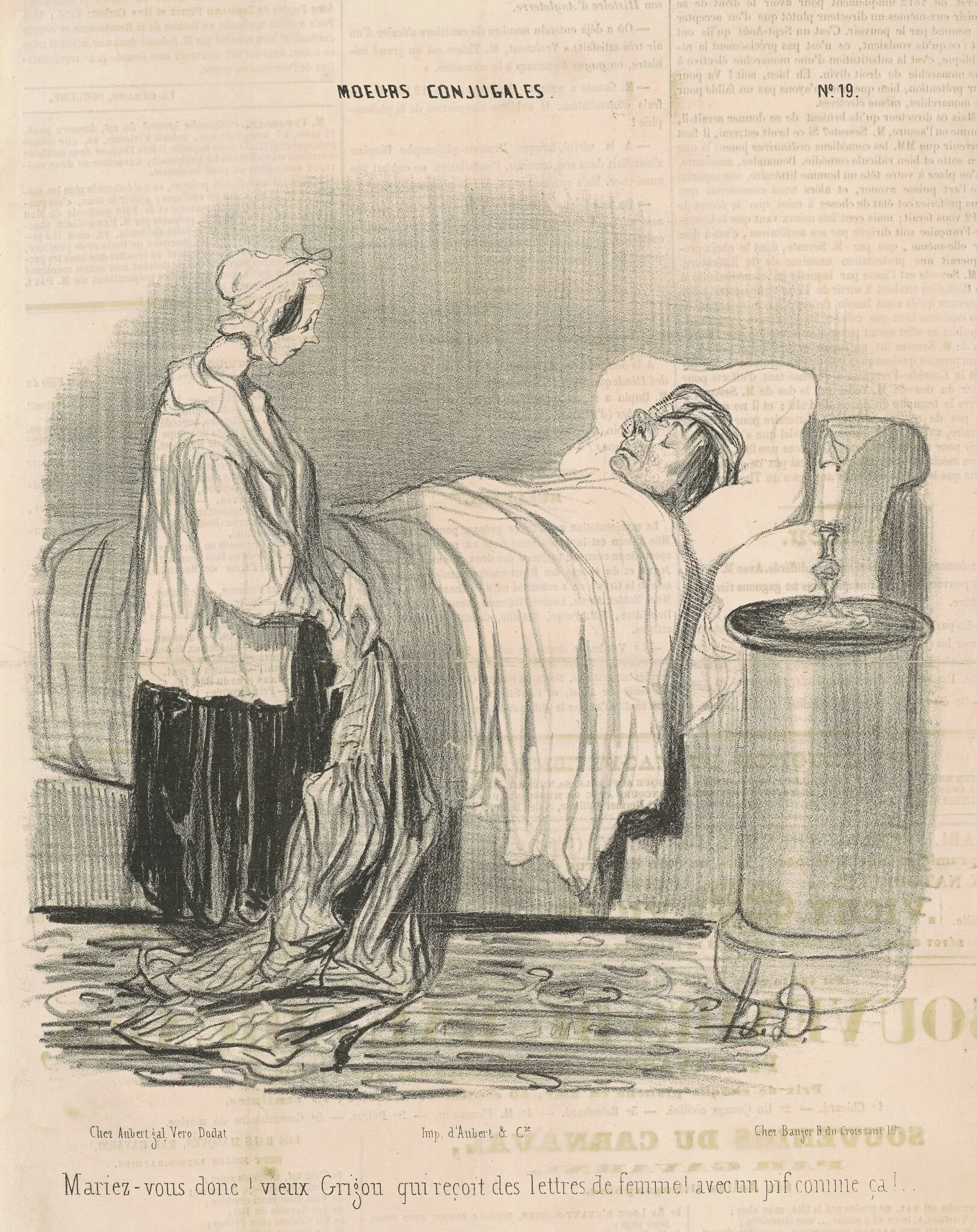 Mariez-vous donc! vieux Grigou..., by Honoré Daumier, ink, 1840