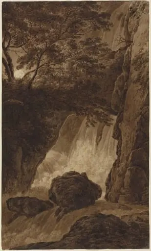 A Waterfall by Moonlight
