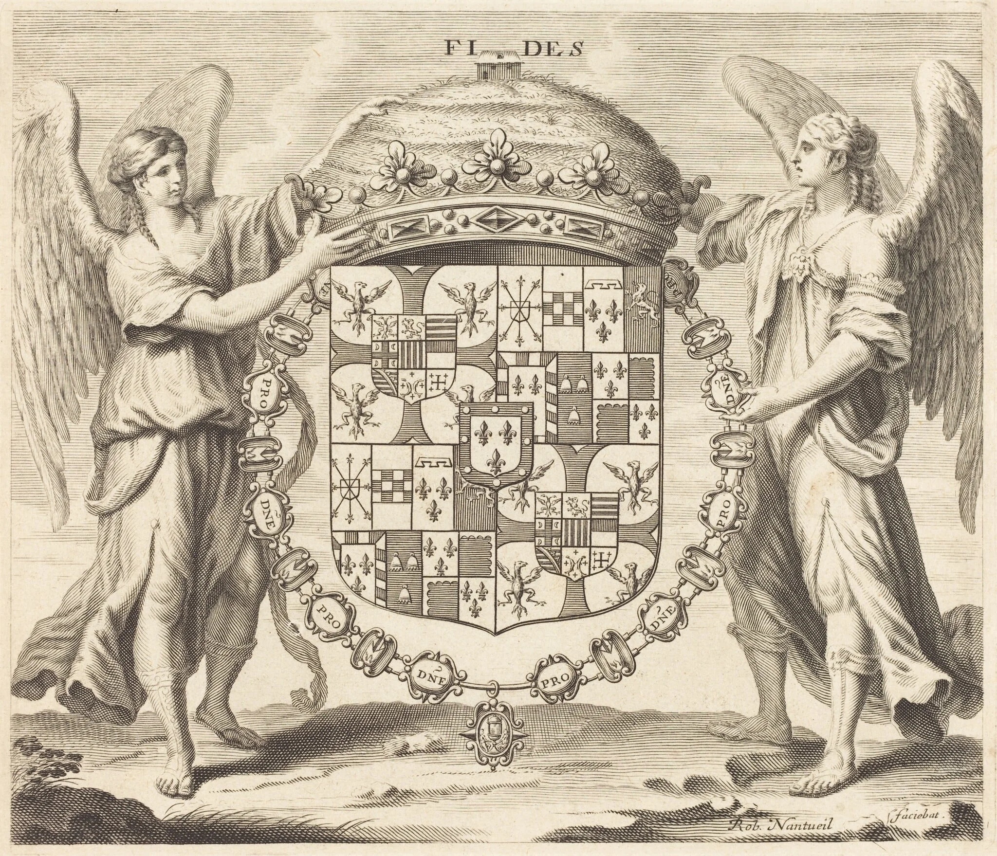 Arms of Charles II, Duc de Mantoue, by Robert Nanteuil, ink, 1650