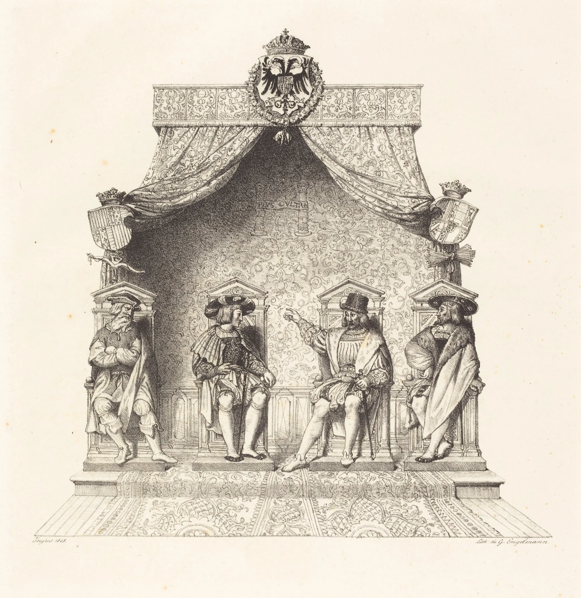 Four Magistrates of Besançon (Quatre magistrats de Besançon), by Jean Auguste Dominique Ingres, ink, 1825