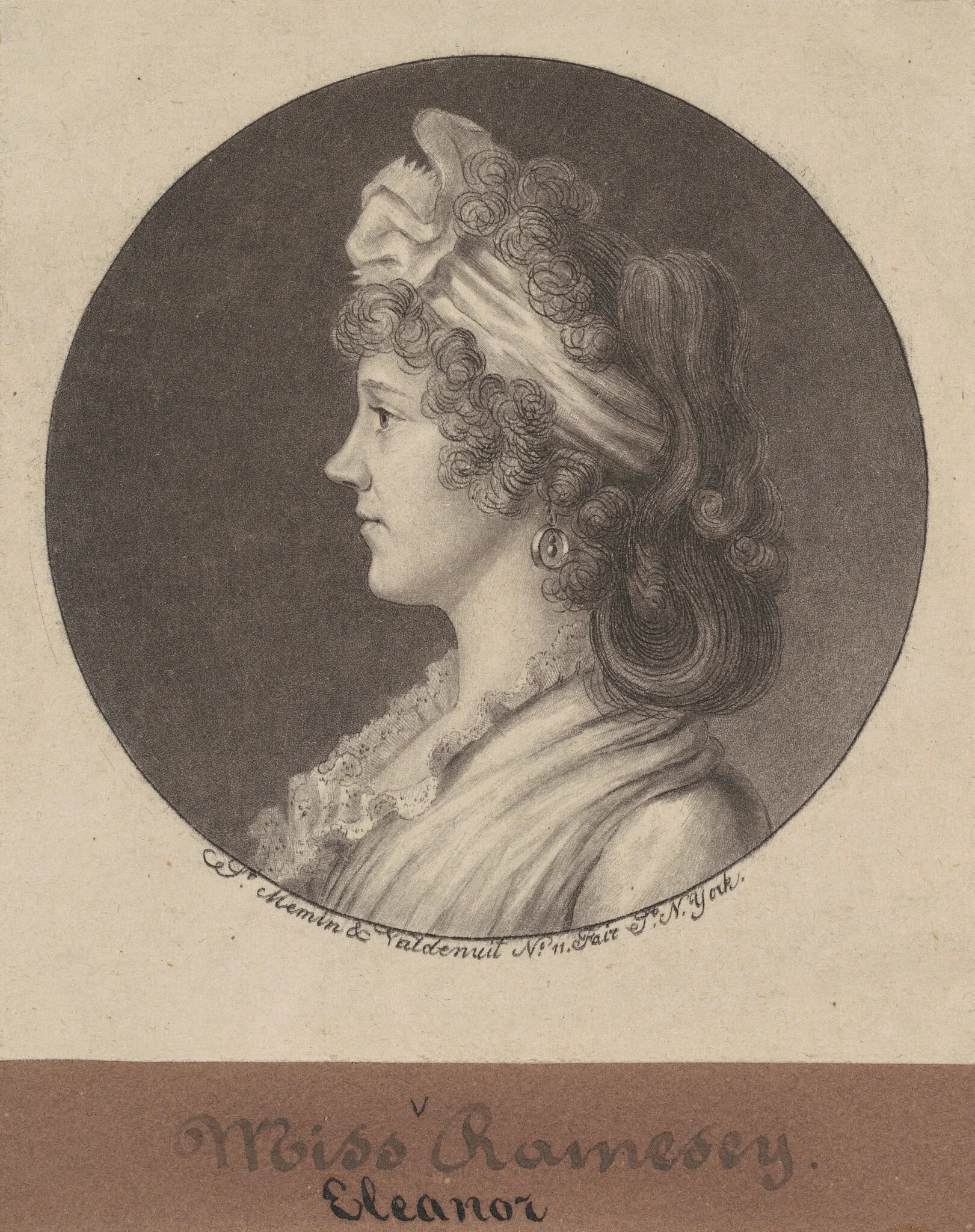 Eleanor Ramsay Fitzwilliam, by Charles Balthazar Julien Févret de Saint-Mémin, ink, 1797