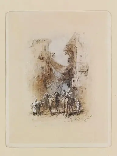 A Cairo Street Scene With Camels