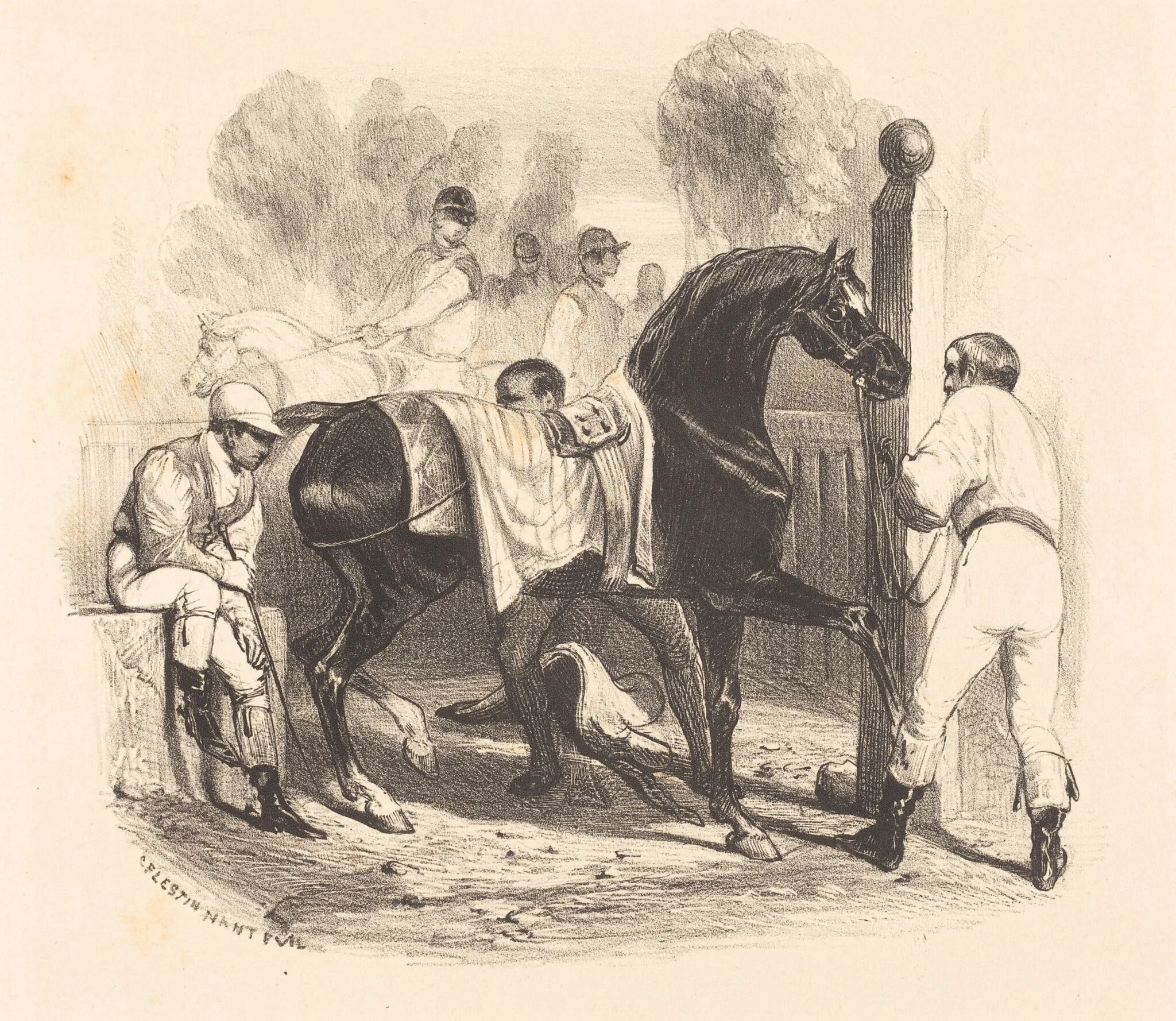 Horse before the Race, by Célestin Nanteuil, ink, 1843