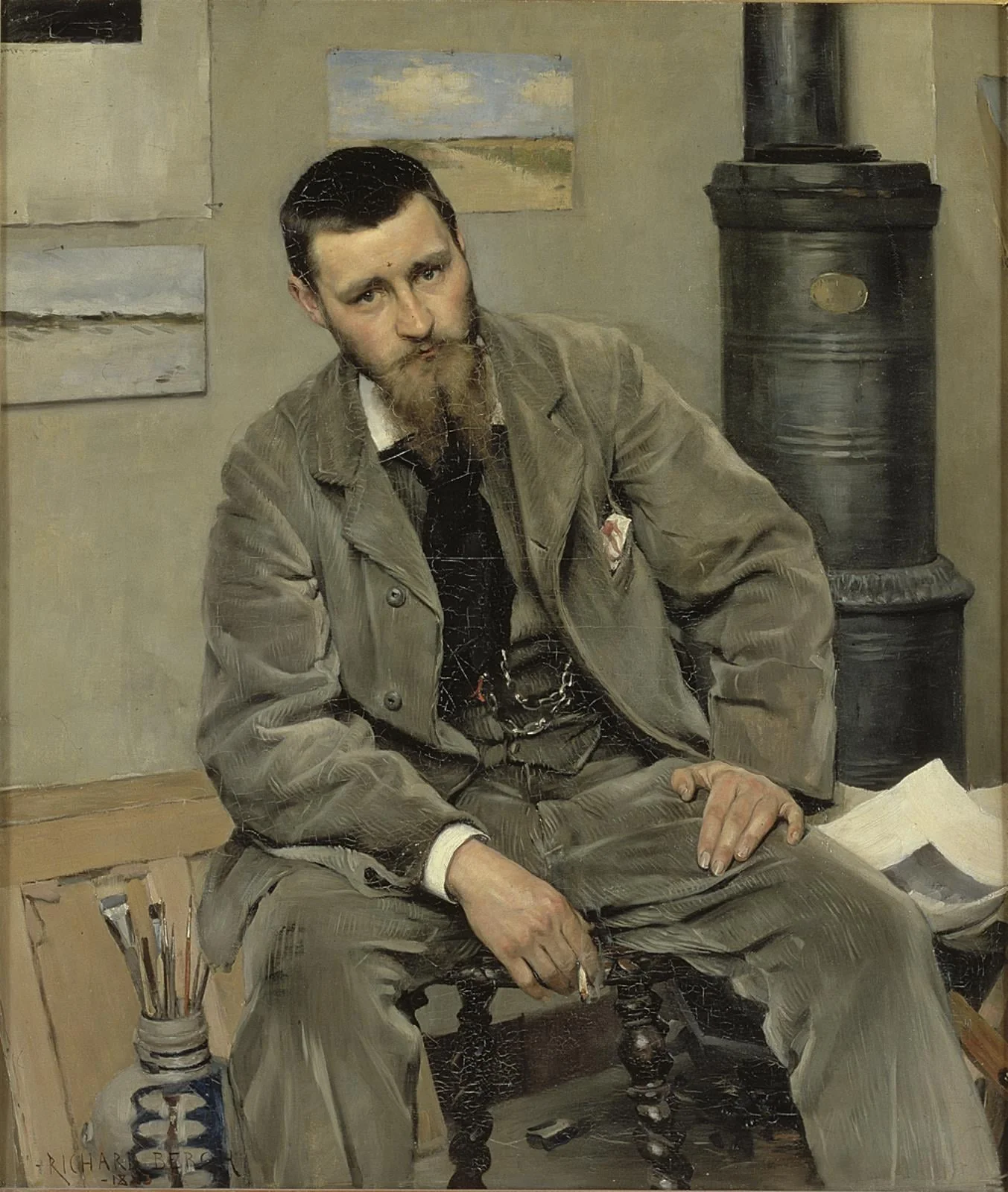 Portrait of the Painter Nils Kreuger, by Unknown, unspecified, 1883
