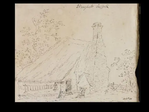 Cottage at East Bergholt, with a cottager