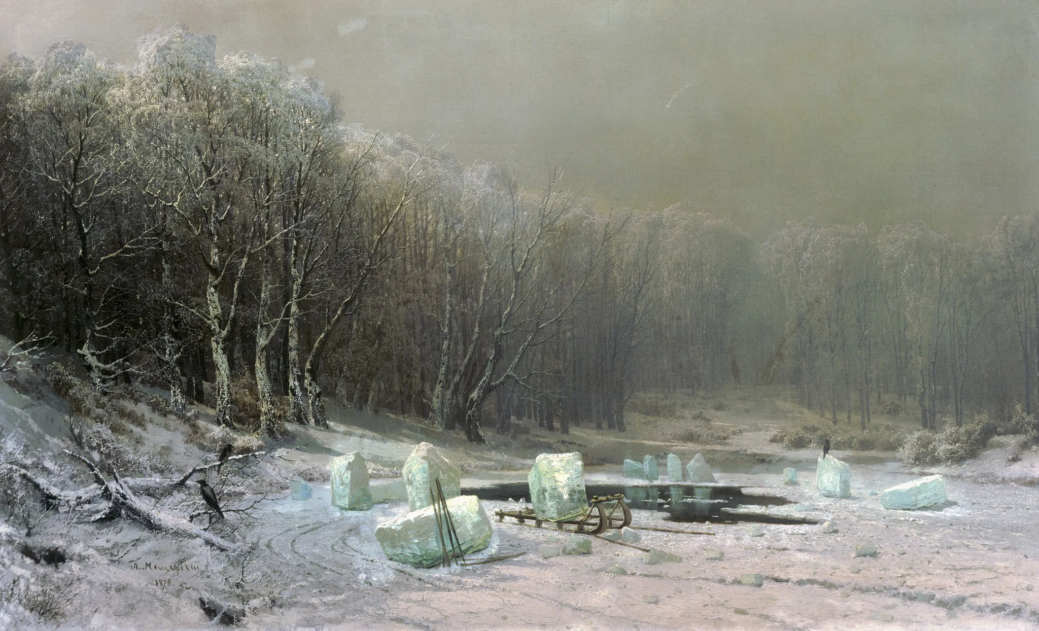 Winter, by Arseny Meshchersky, oil, 1890