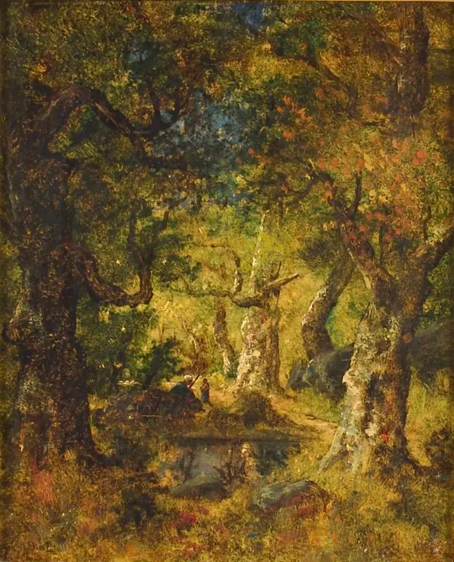 Interior of a Wood with Lake and Figures