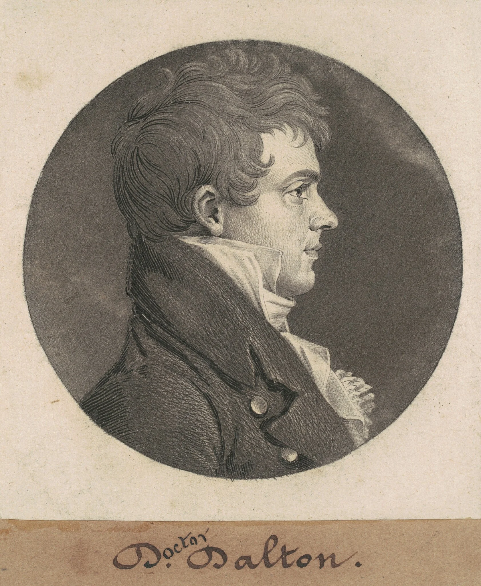 Doctor Dalton, by Charles Balthazar Julien Févret de Saint-Mémin, ink, 1809