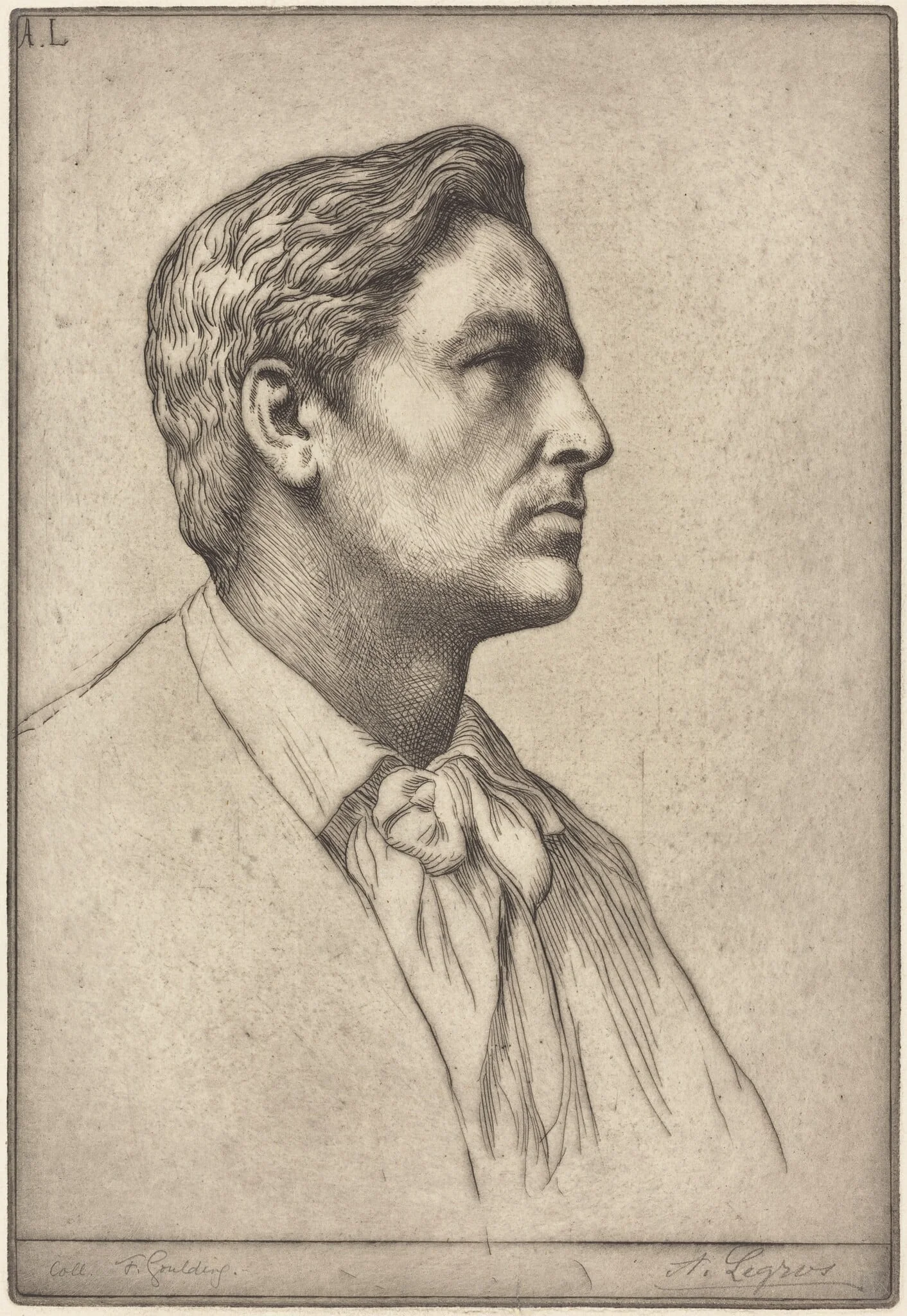 Sir Charles Holroyd, by Alphonse Legros, ink, 1874