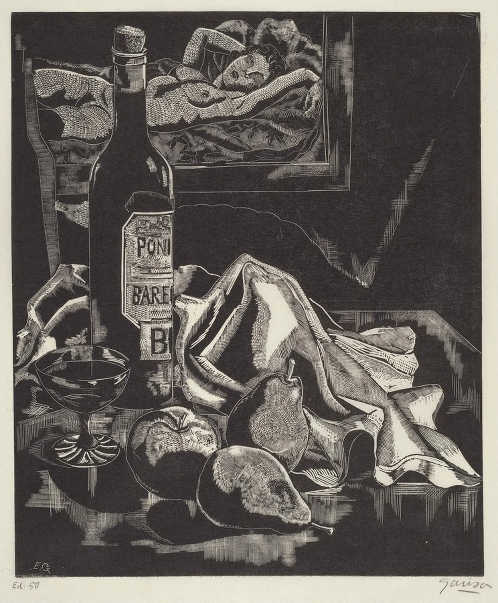 Still Life With Figure, by Emil Ganso, ink, 1930