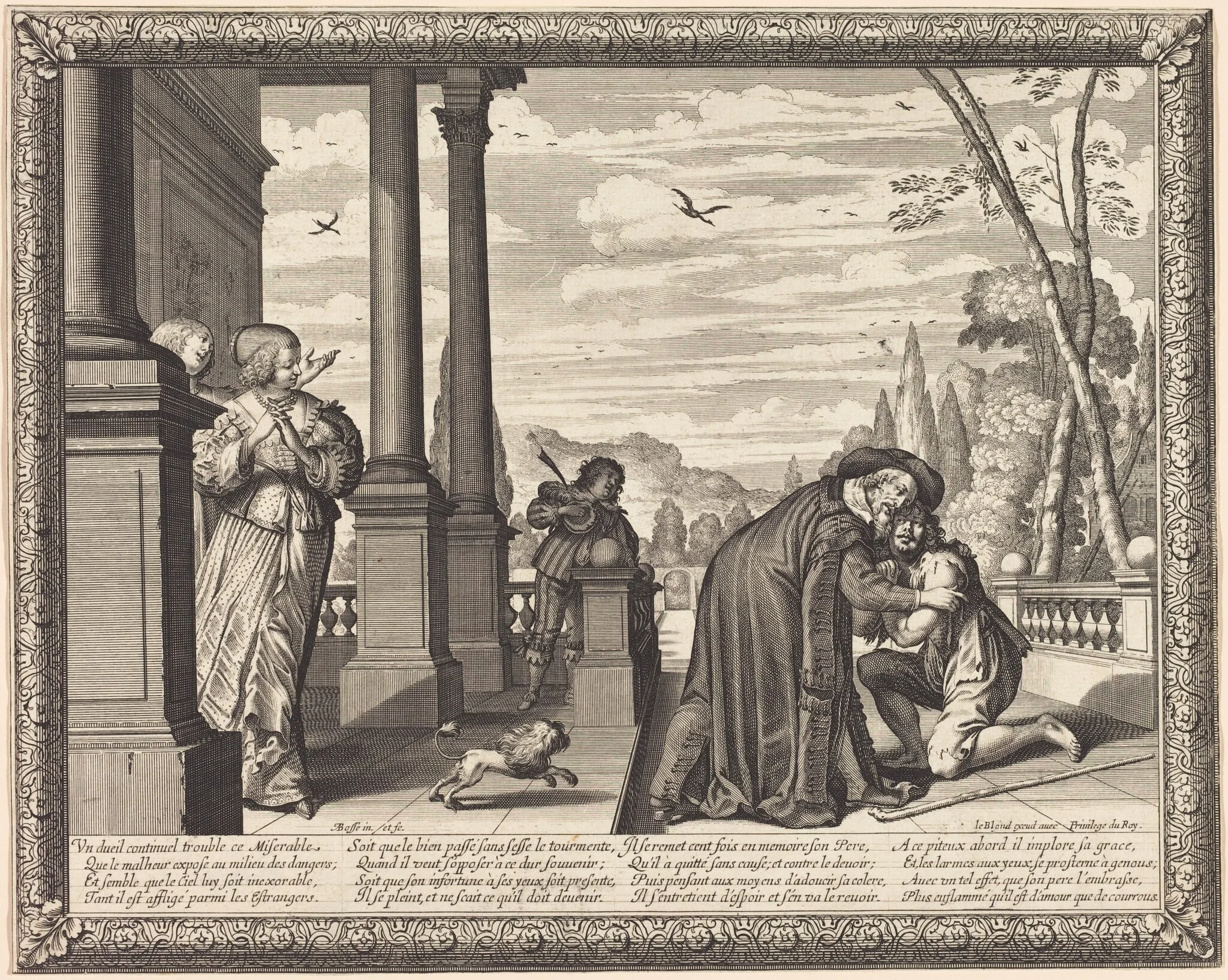 The Prodigal Son Received by his Father, by Abraham Bosse, ink, 1639