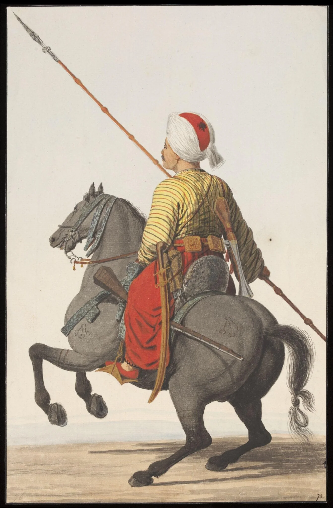 Sipahi, or cavalry soldier, by Anonymous Greek artist, watercolor, 1809