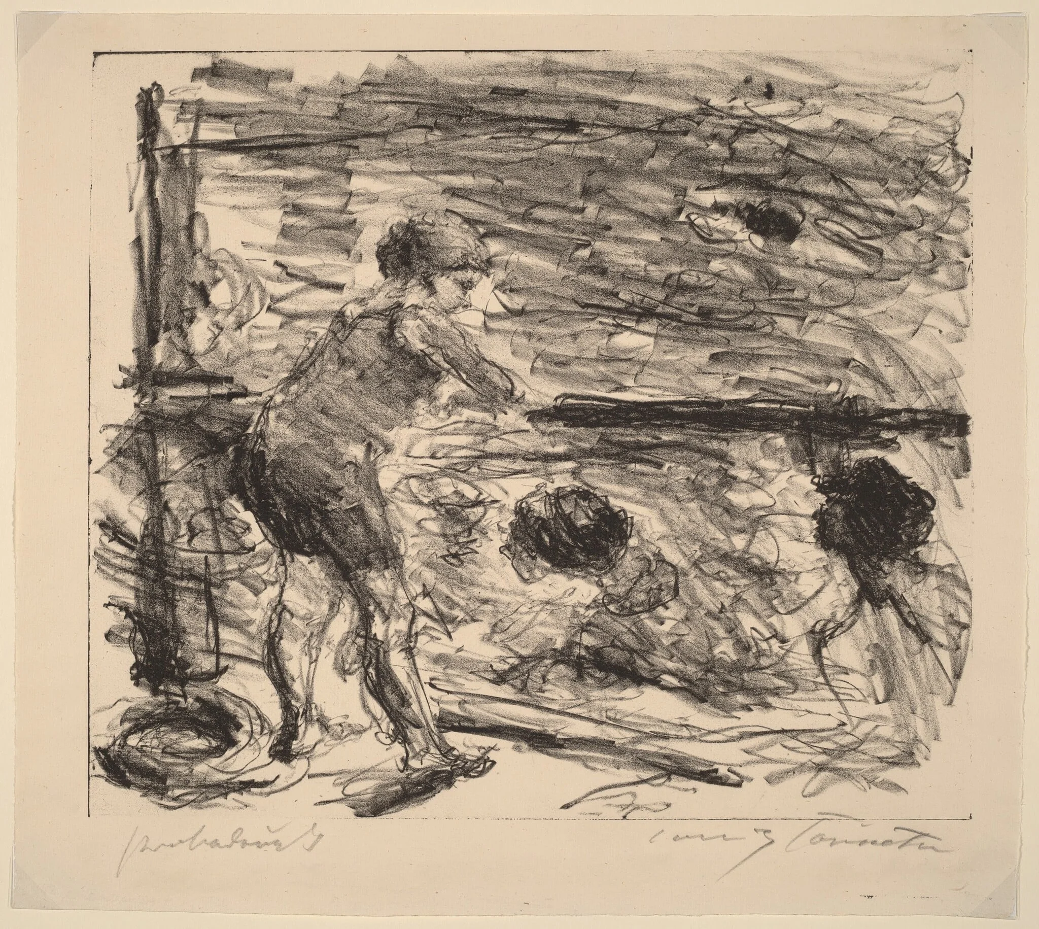 Badeanstalt (The Bath House), by Lovis Corinth, ink, 1920
