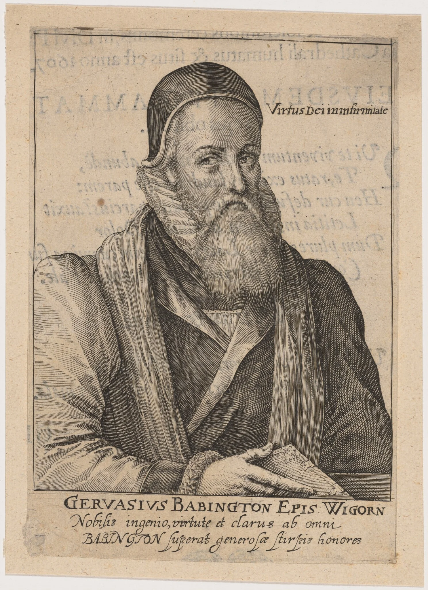 Gervase Babington, Bishop of Worcester, by Willem de Passe, ink, 1620