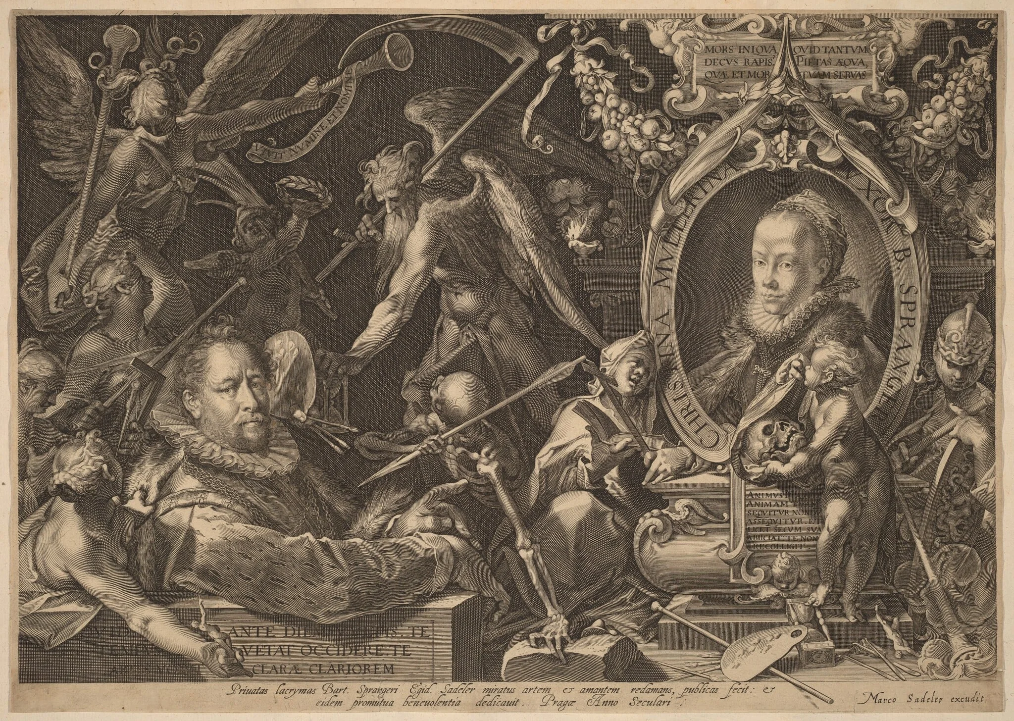 Bartholomaeus Spranger and his Late Wife Christina Muller, by Aegidius Sadeler II, ink, 1600