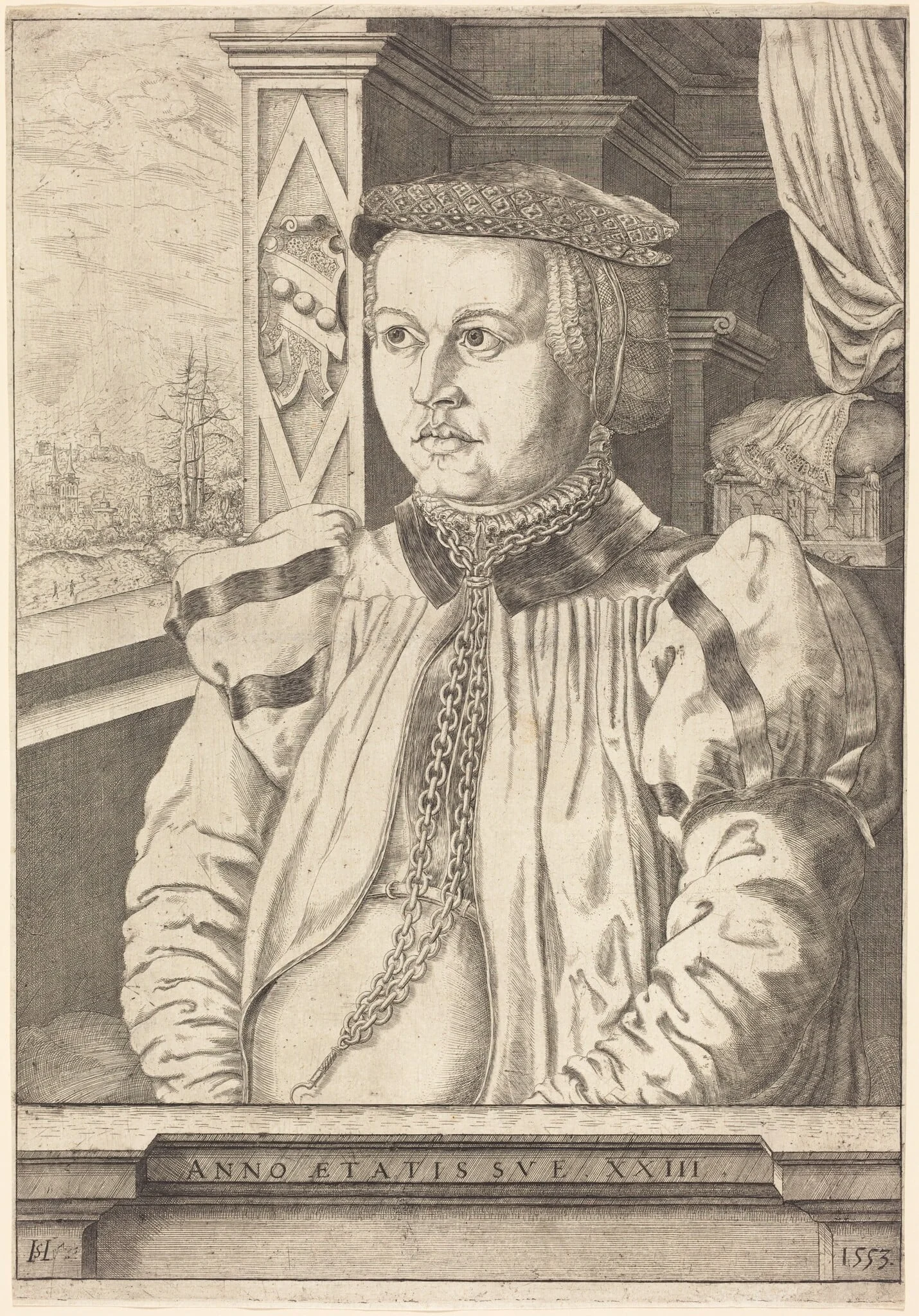 Lady von Eckh (born Piencsenau), by Hanns Lautensack, ink, 1553