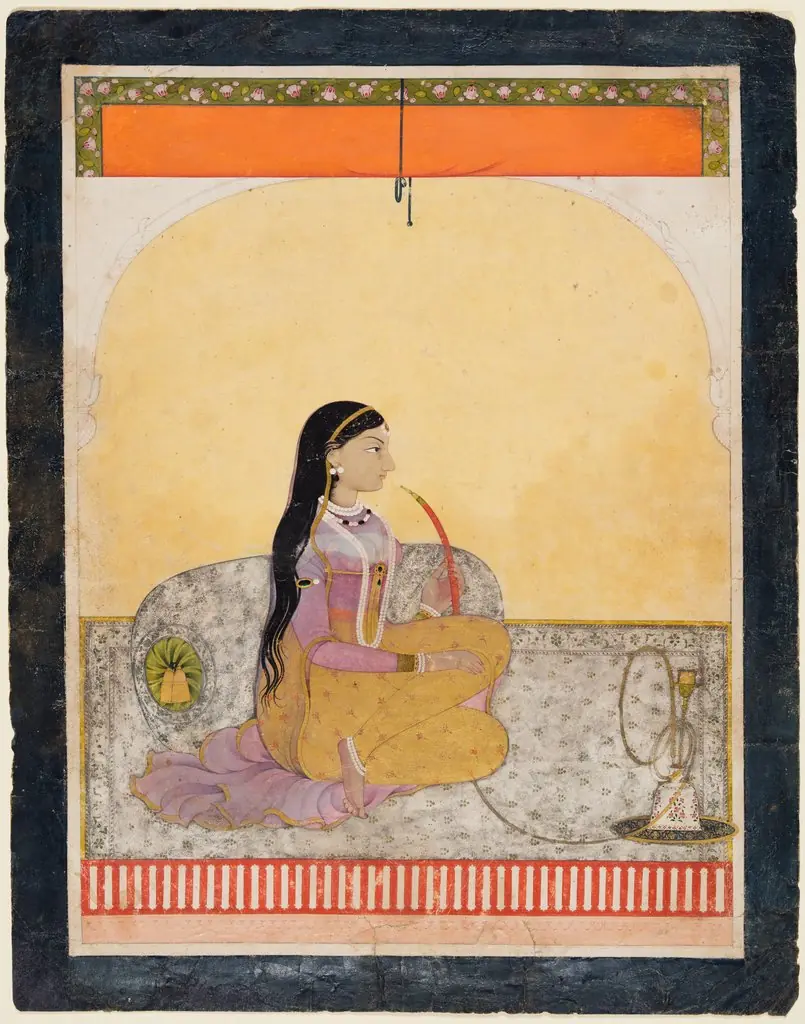 Seated Lady Smoking a Hookah