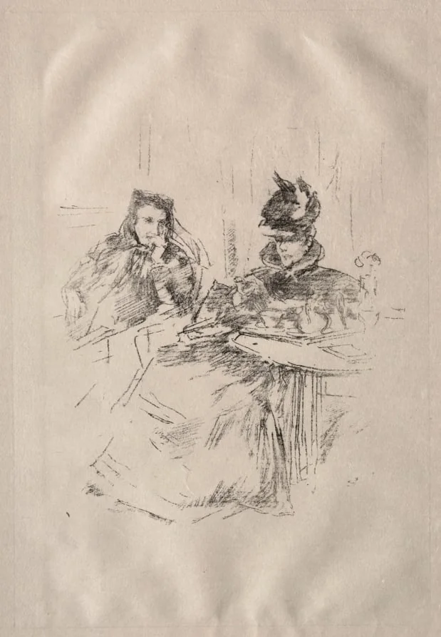 Afternoon Tea, Mrs. Phillips and Mrs. Charles Whibley, by James McNeill Whistler, 1897