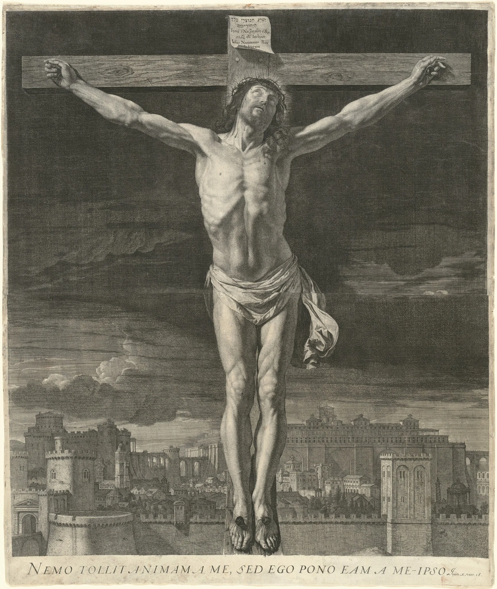 Christ Dying on the Cross, by Jean Morin, ink, 1650