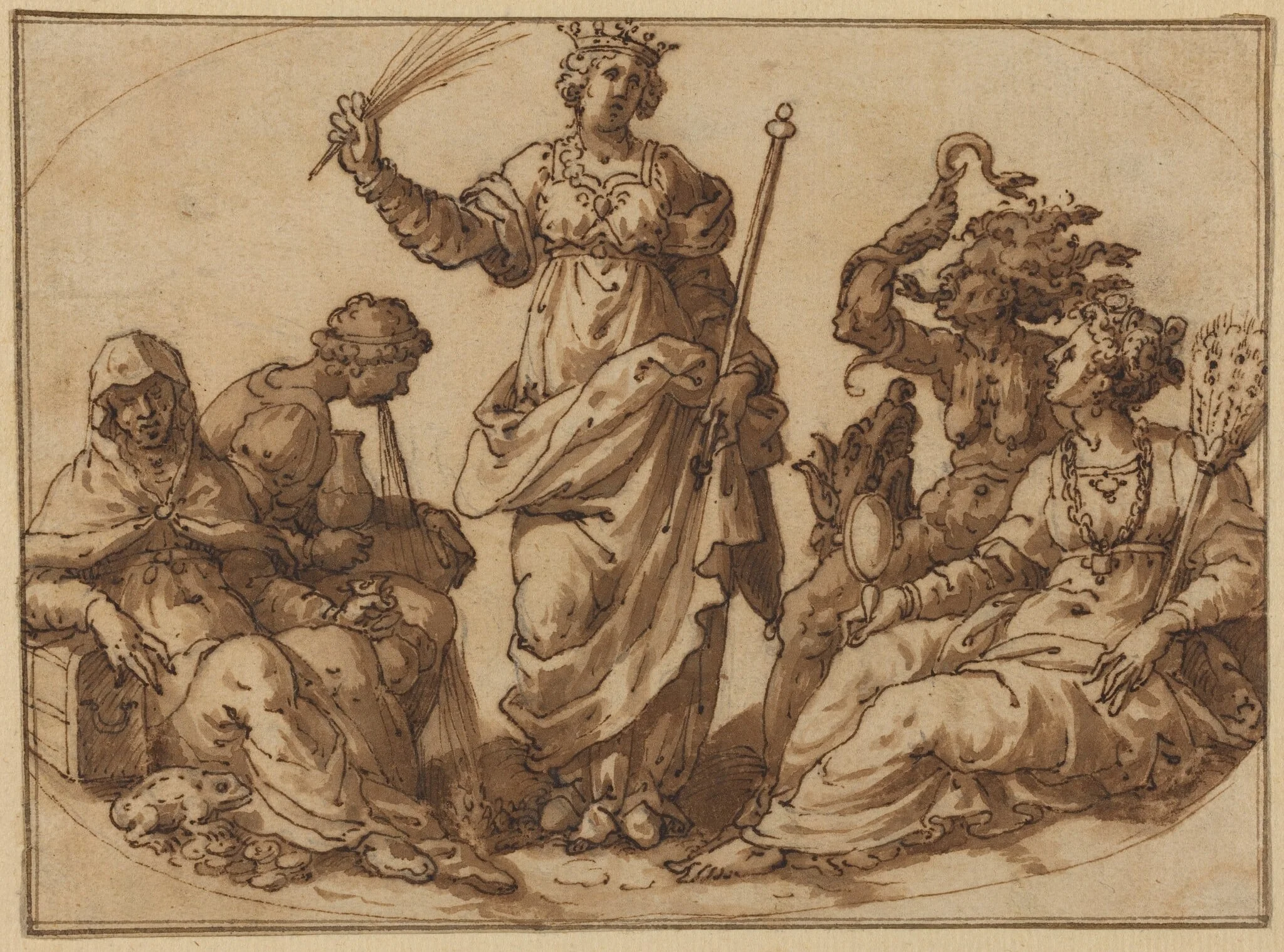 Virtue Triumphing over Vices, by Italian 16th Century, ink, 1501