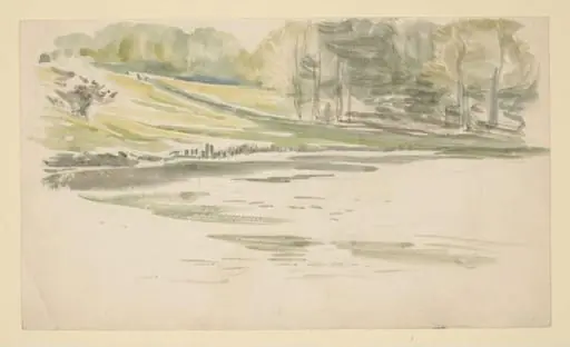A lake with trees; study relating to The Tale of Mr Tod