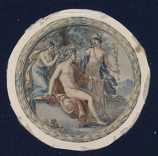 Apollo with his lyre, with Mercury and a muse