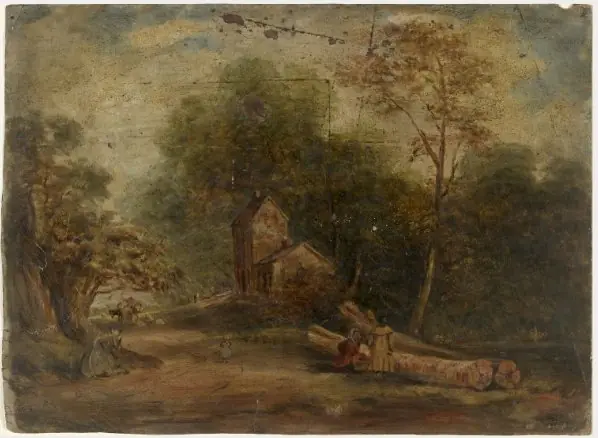 Woman and Coachman Talking beside a Road