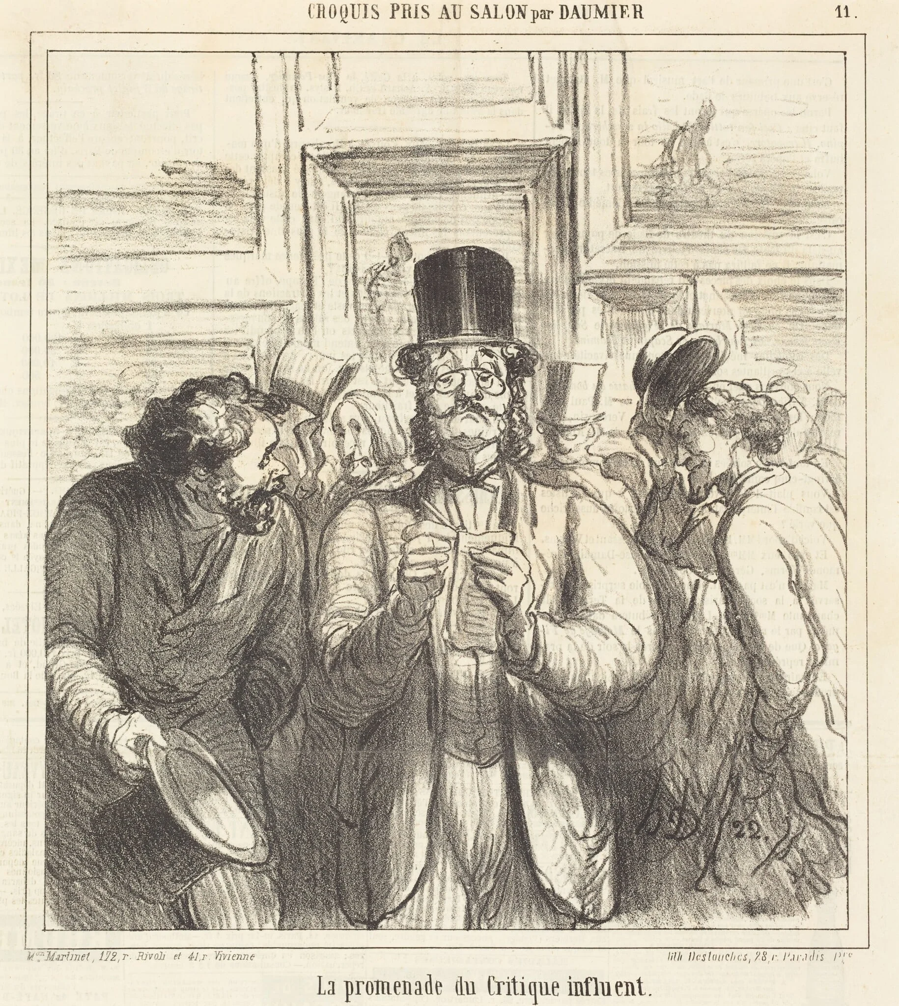 La promenade du Critique influent, by Honoré Daumier, ink, 1865