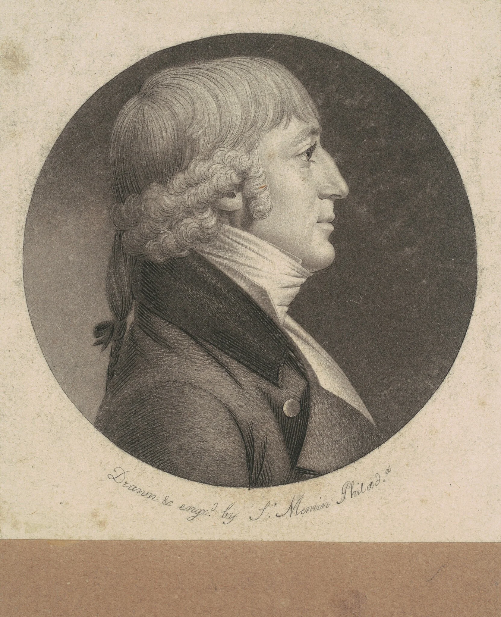 Unidentified Man, by Charles Balthazar Julien Févret de Saint-Mémin, ink, 1800