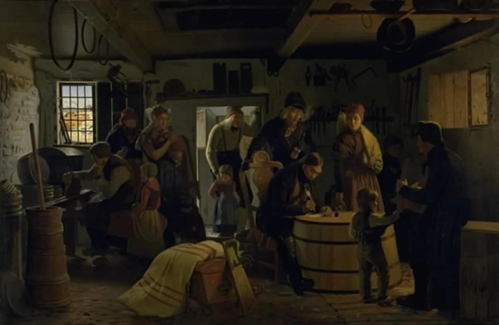 The Bailiff Calls on a Poor Cooper in Salling, by Unknown, 1859