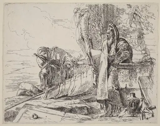 Standing Philosopher and Two Other Figures