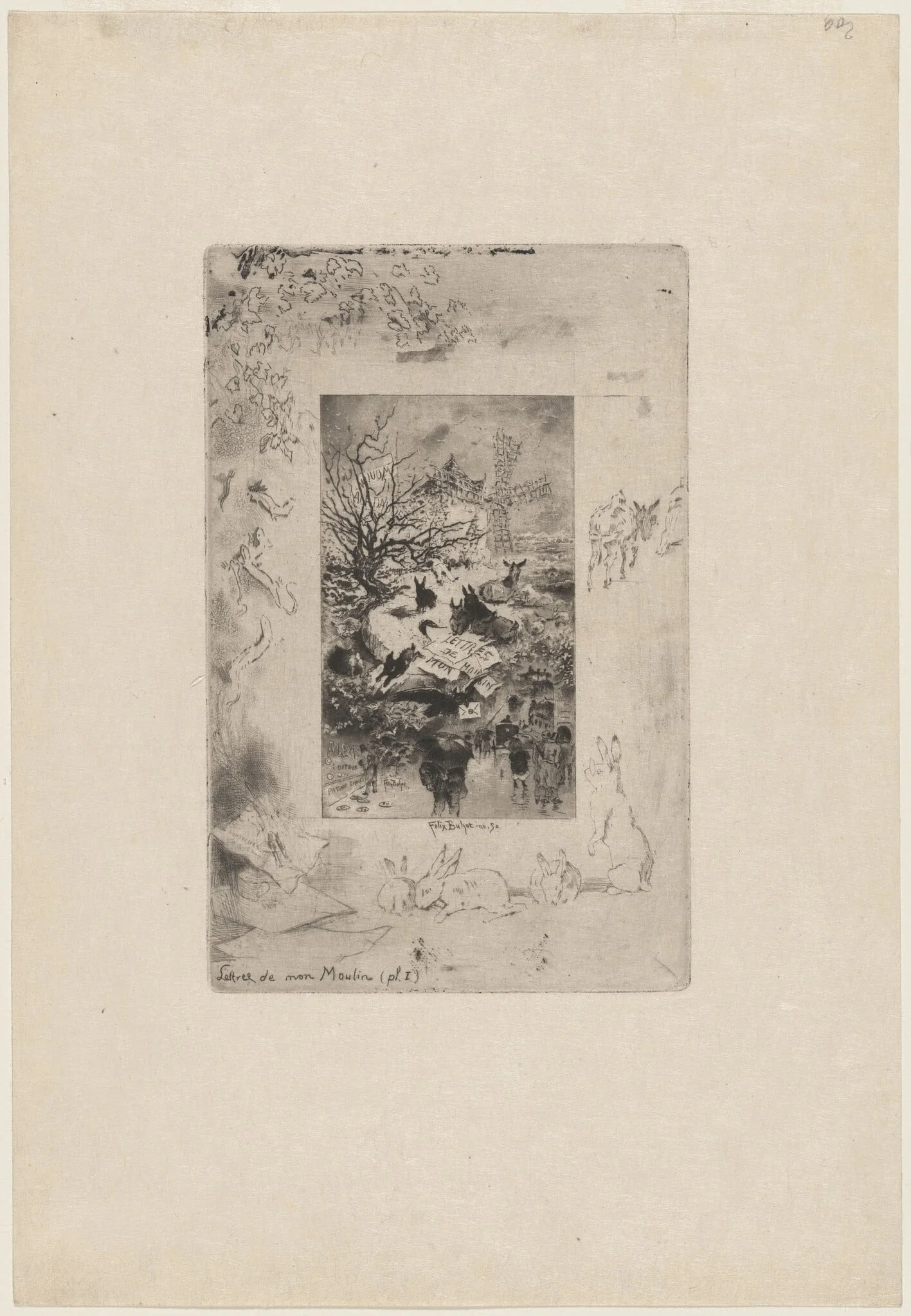 Title Page, by Félix-Hilaire Buhot, ink, 1879