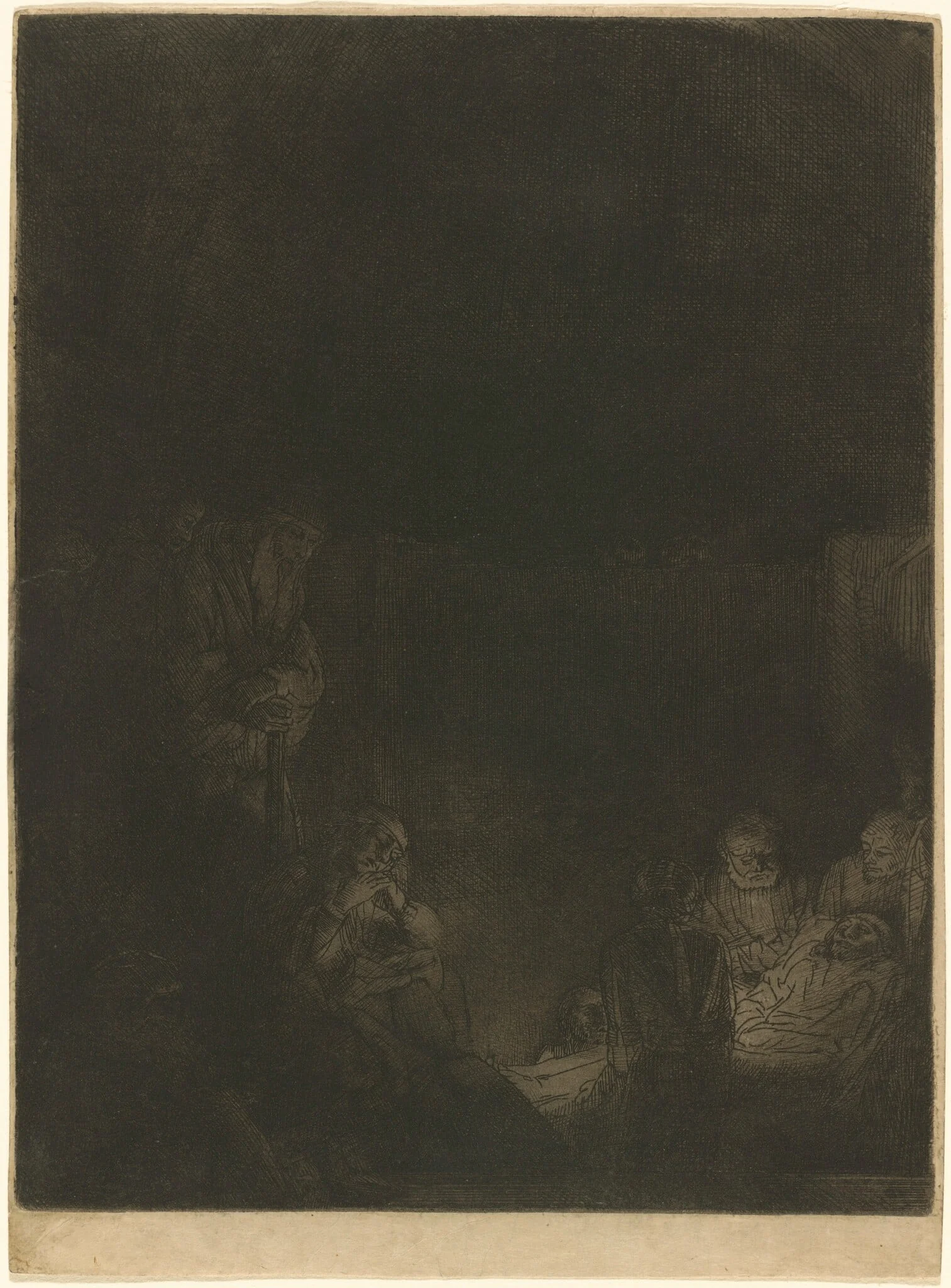 The Entombment, by Rembrandt, ink, 1654