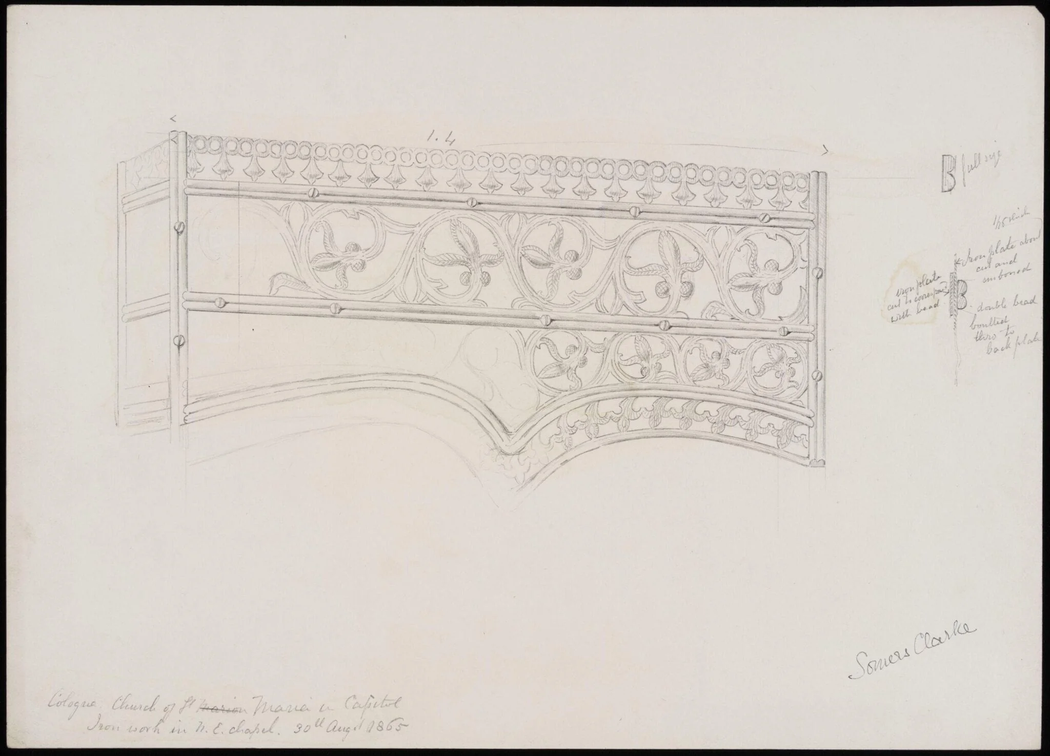 Details of ironwork in church of St. Maria in Capitol, Cologne, by Somers Clarke, 19