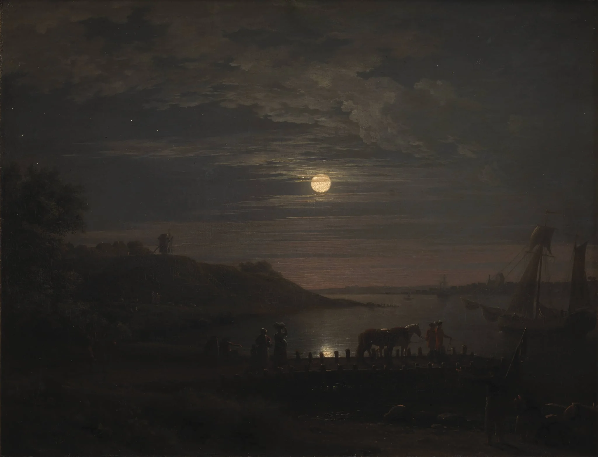 The Crossing over the Little Belt at Snoghøj. Moonrise, by Unknown, 1787