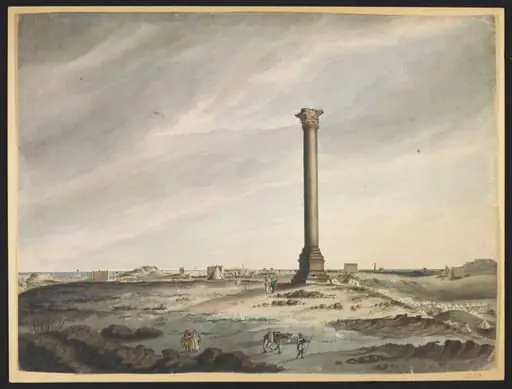 View of Pompey's Pillar; Alexandria in the distance