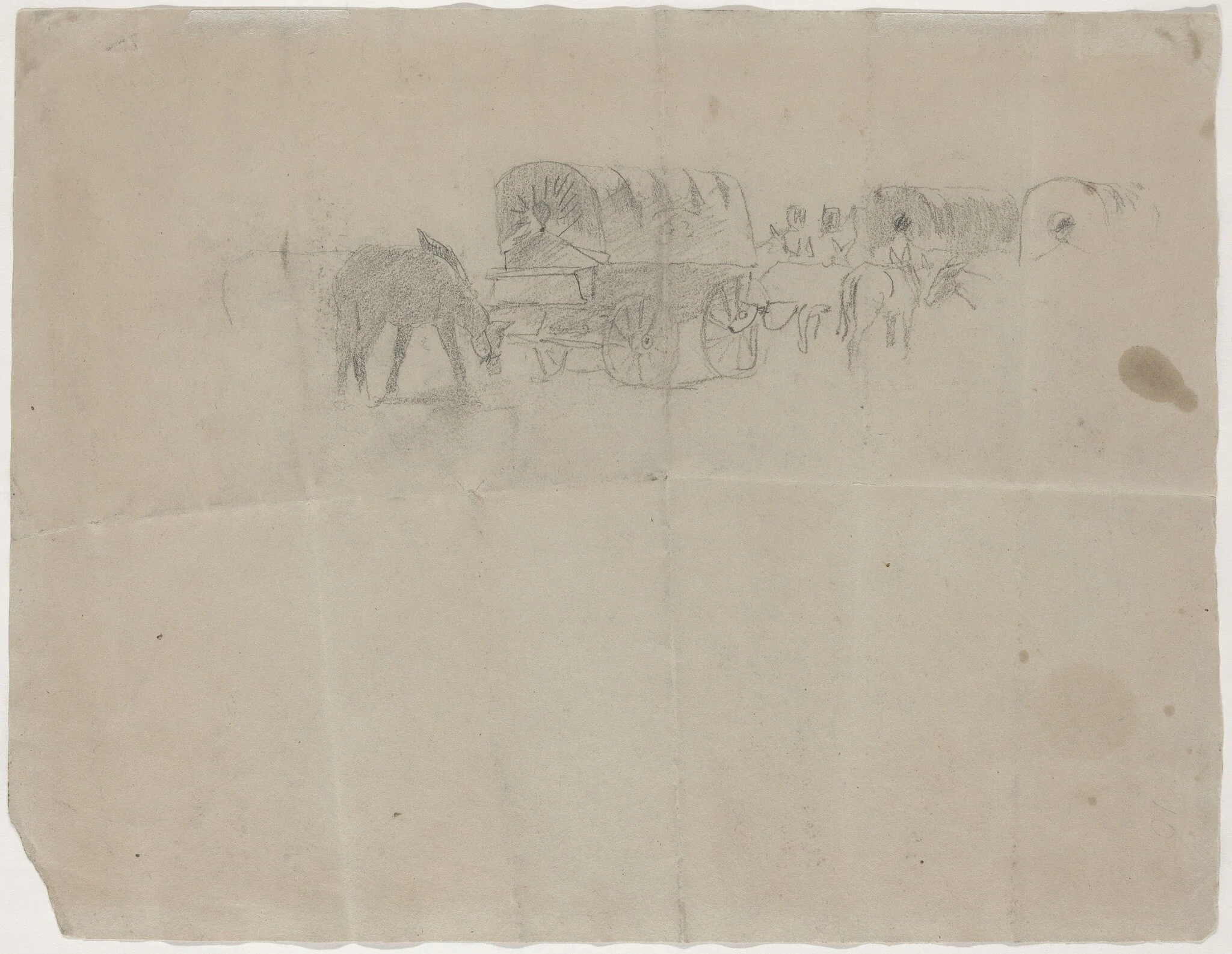 Supply Train and Mules [verso], by Winslow Homer, graphite, 1864