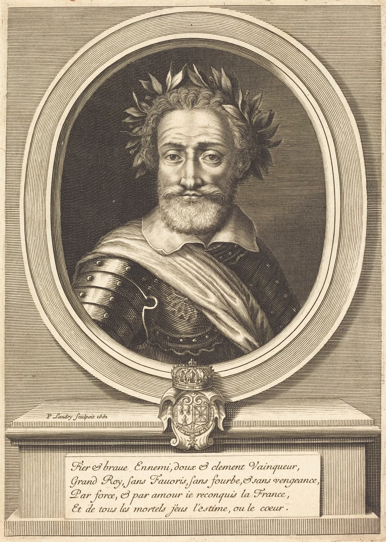 Henri IV, King of France, by Pierre Landry, ink, 1662