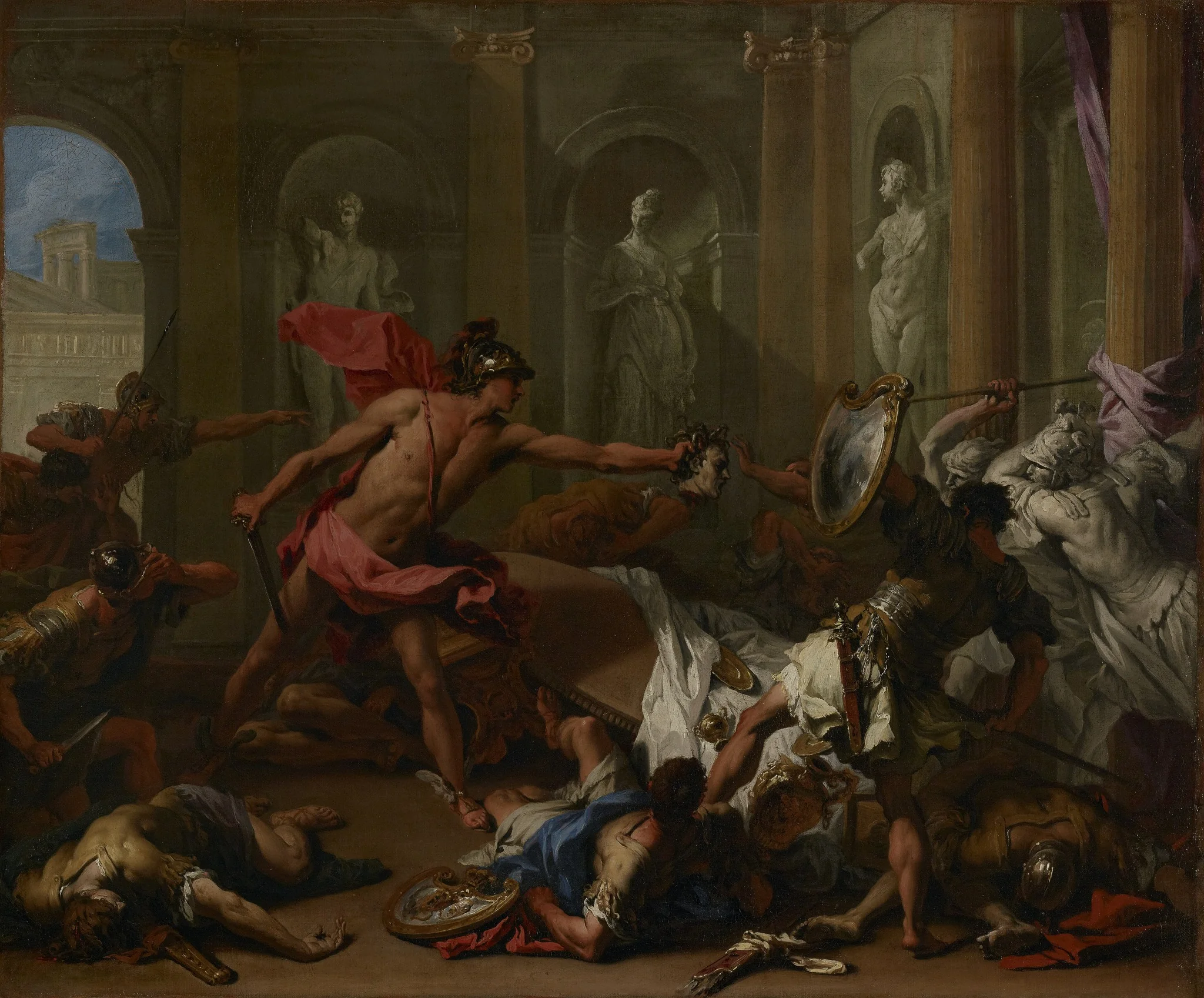 Perseus Confronting Phineus with the Head of Medusa, by Sebastiano Ricci, oil, 1705