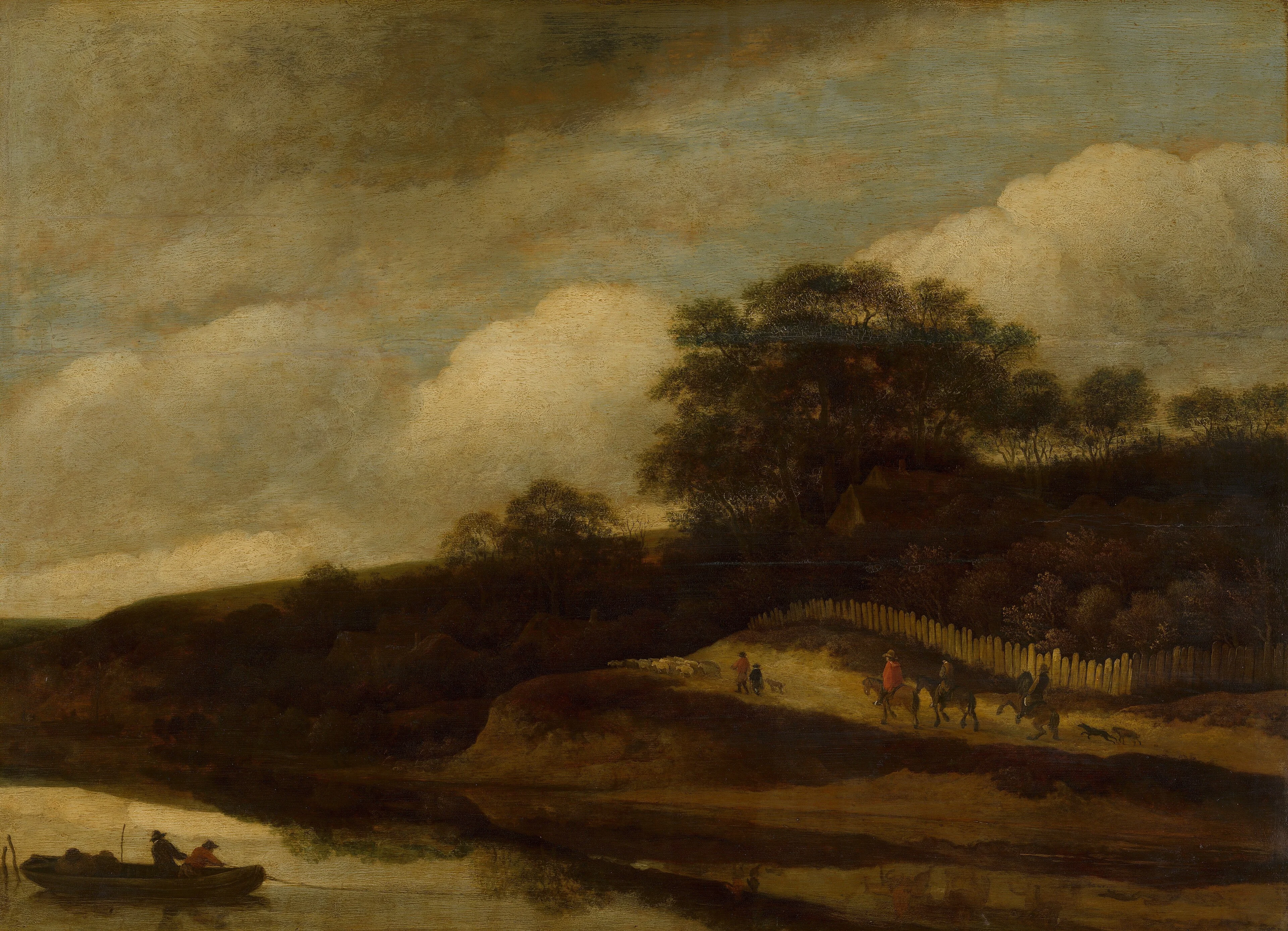 Hilly Landscape beside a Stream, by Guillam Dubois, oil, 1652