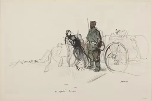 a) Le replis boche (recto); b) Sketch for the Figure of the German (verso)