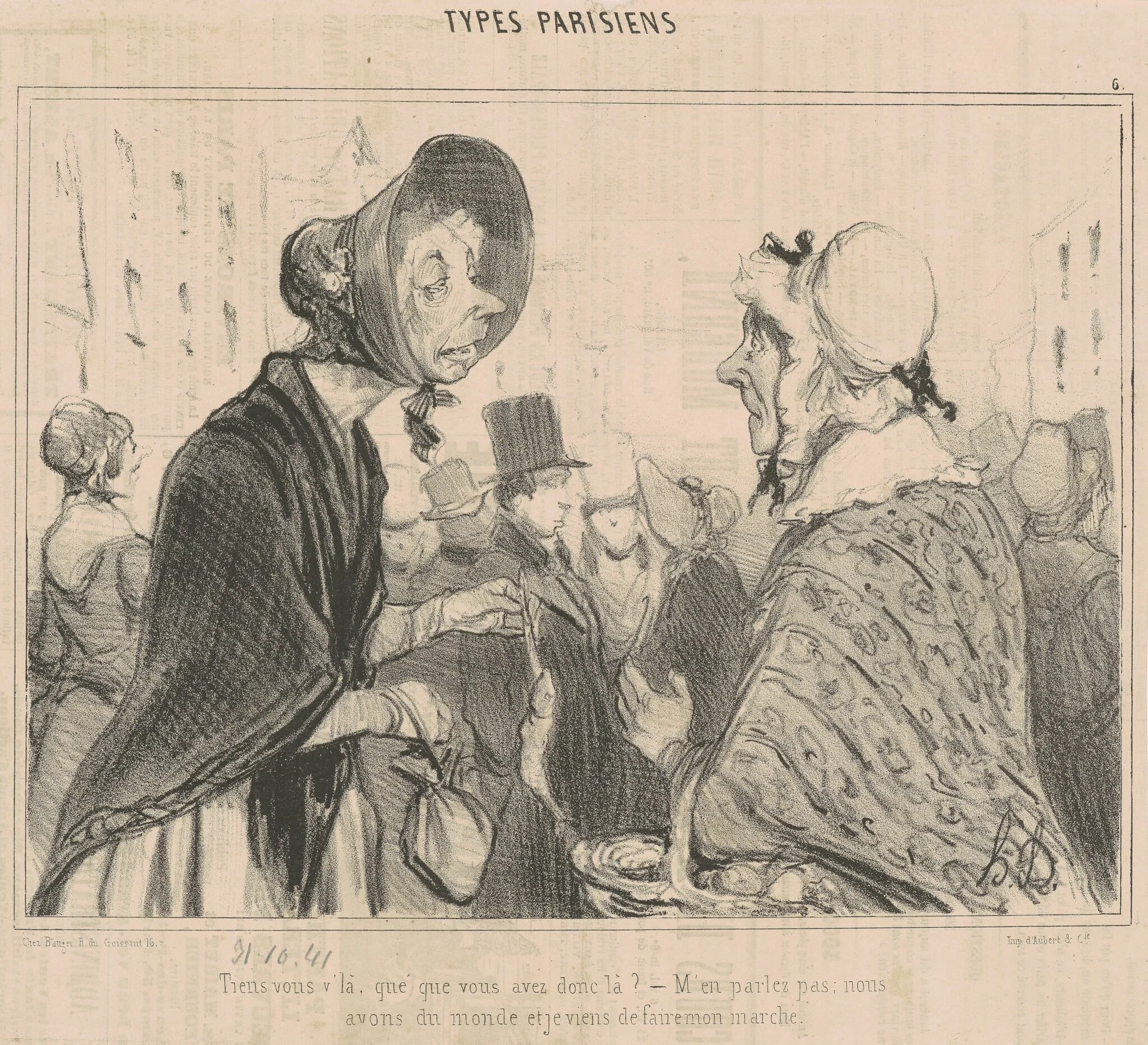 Tiens vous v'la, què que vous avez donc la, by Honoré Daumier, ink, 1839