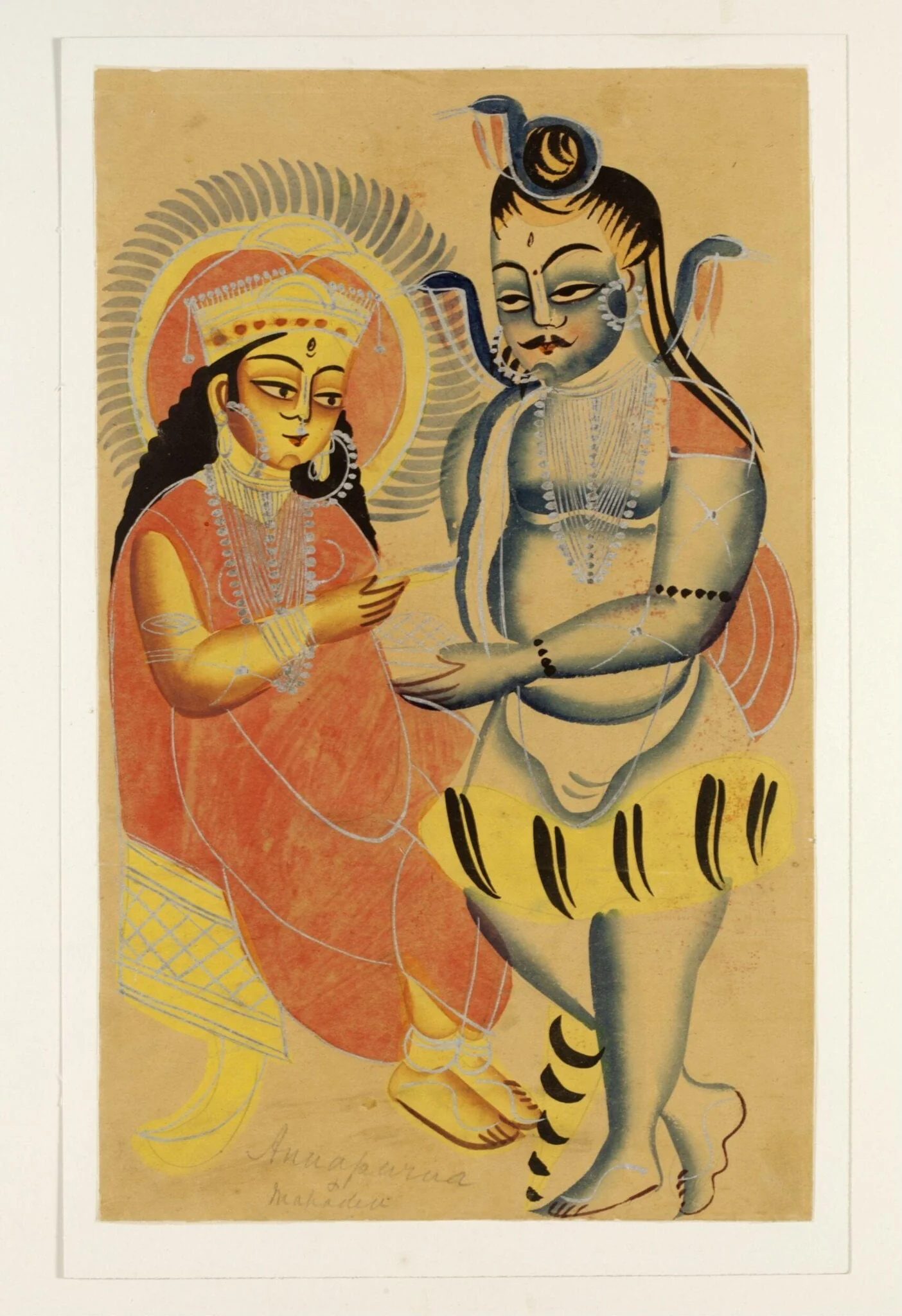 Annapurna and Shiva, by Unknown, paint, 1885