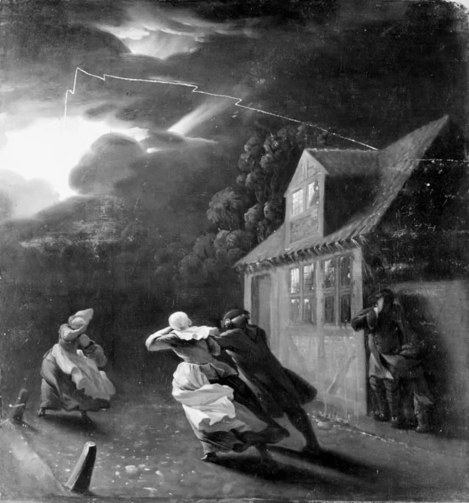 Tordenvejr i udkanten af en by, by Unknown, 1750