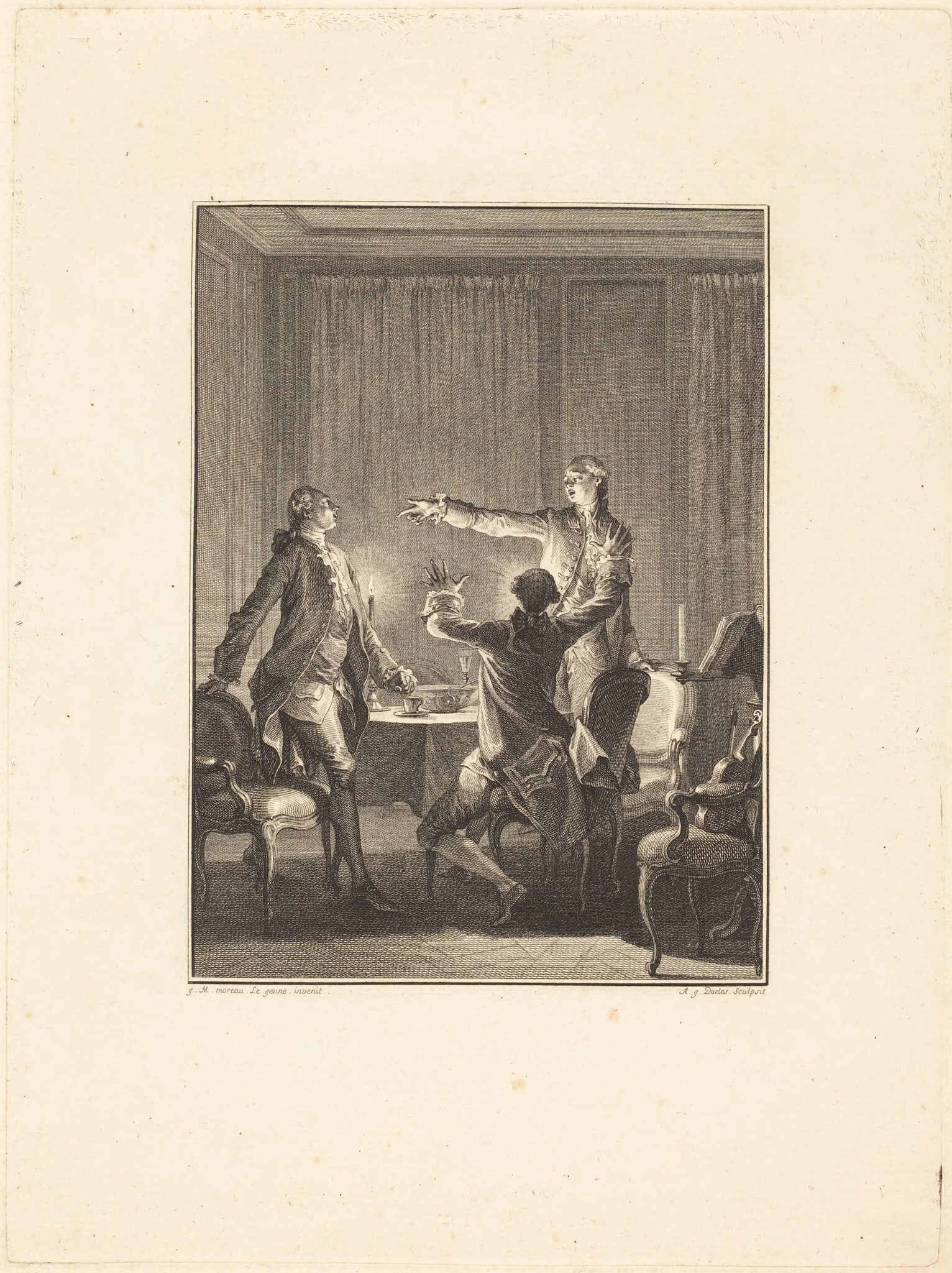 La provocation, by Antoine-Jean Duclos, ink, 1768