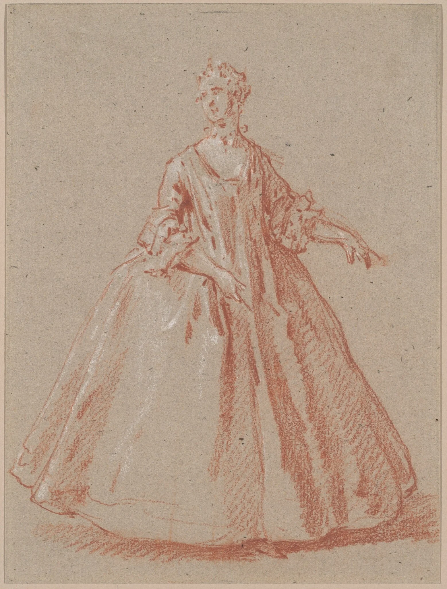 Standing Woman, by Jean-Baptiste Oudry, chalk, 1730