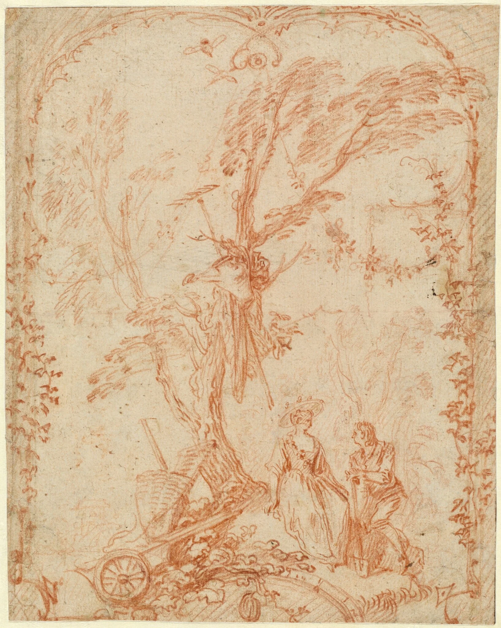 The Gallant Gardener, by Jean Antoine Watteau, chalk, 1712