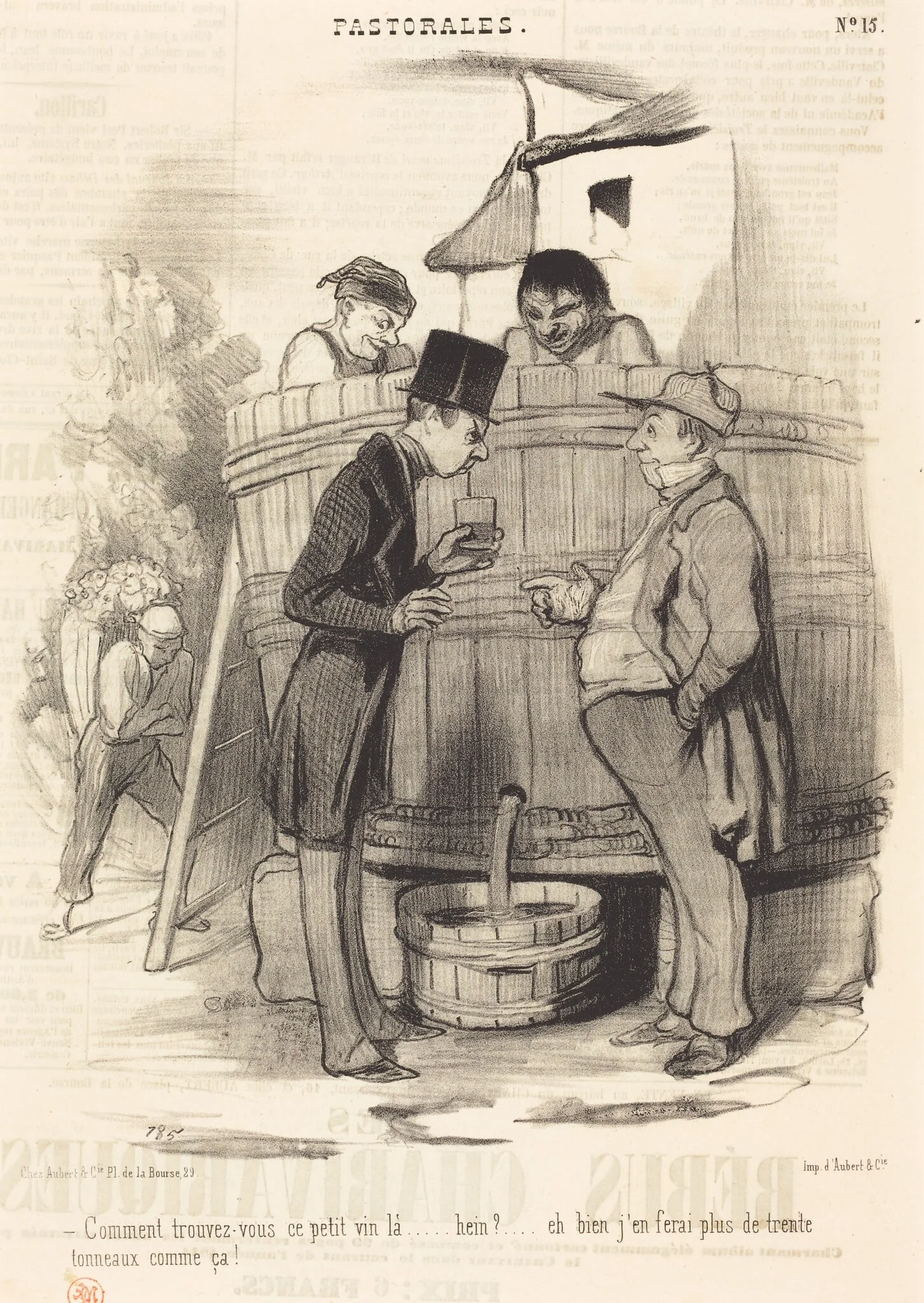 Comment trouvez-vous ce petit vin-la..., by Honoré Daumier, ink, 1845